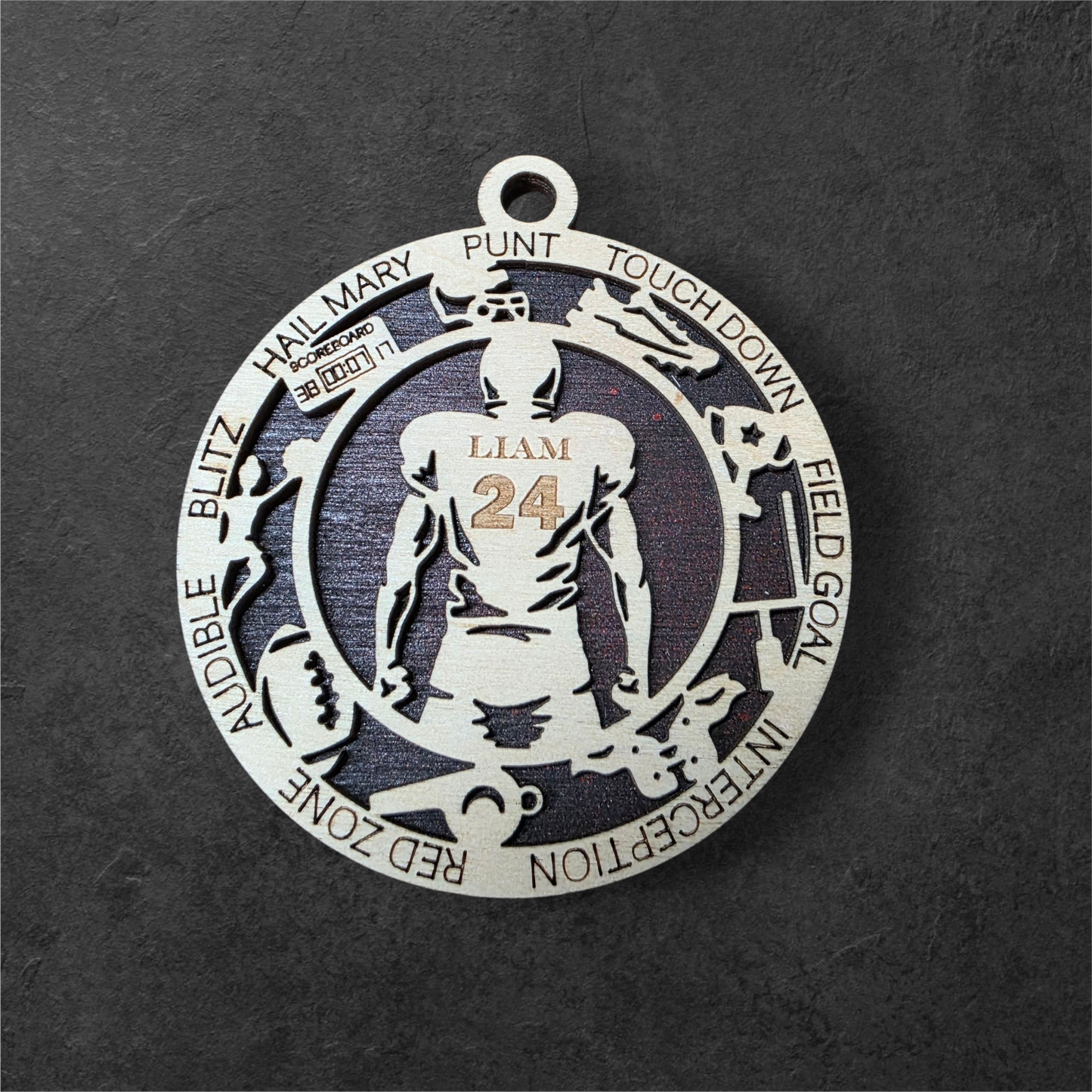 Personalized Laser-Cut Sports Ornaments – Custom Name, Number & Sport