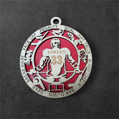 Personalized Laser-Cut Sports Ornaments – Custom Name, Number & Sport