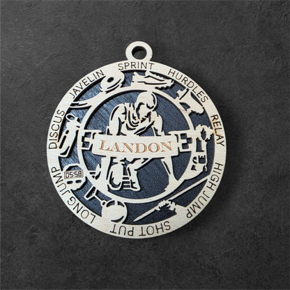 Personalized Laser-Cut Sports Ornaments – Custom Name, Number & Sport