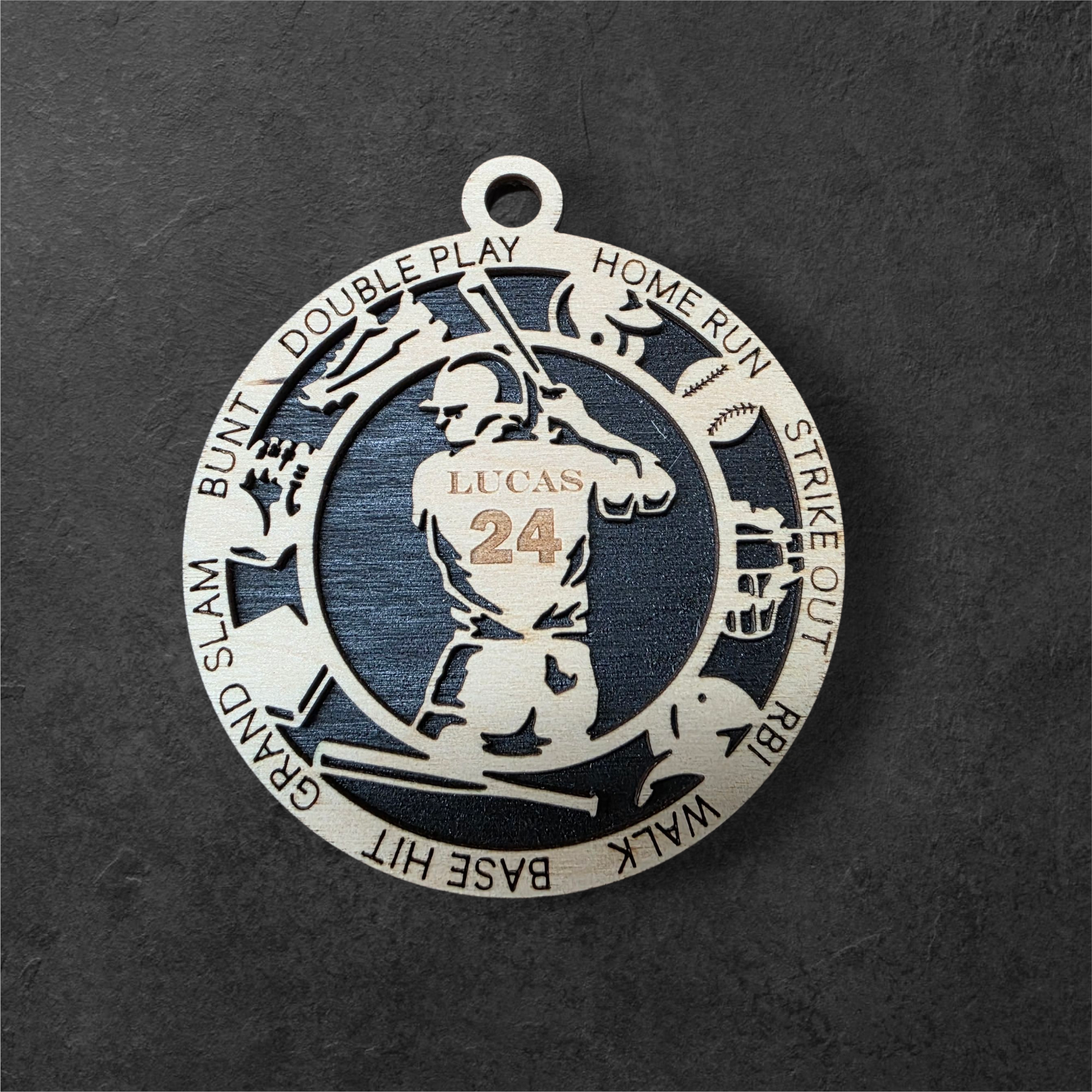 Personalized Laser-Cut Sports Ornaments – Custom Name, Number & Sport