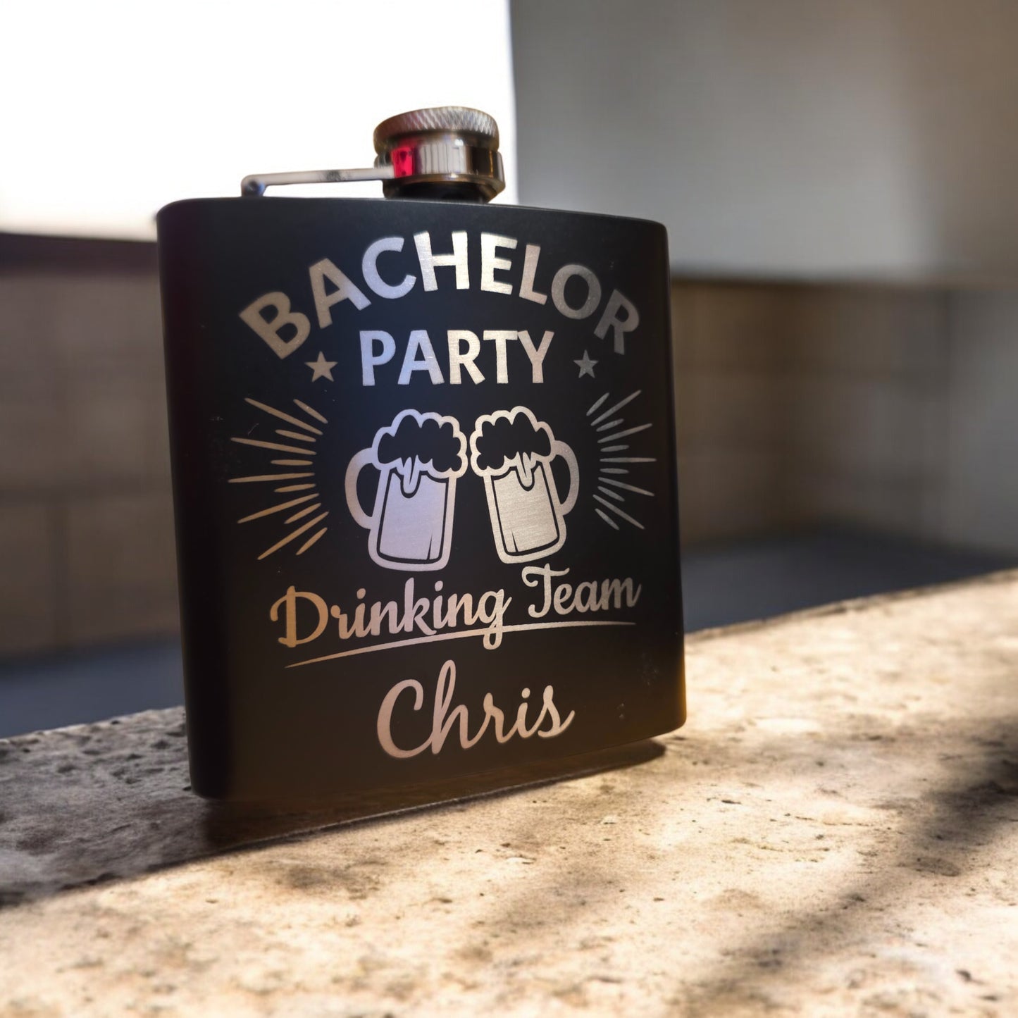 “Gentleman’s Toast” Engraved Flask Set
