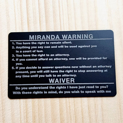 Metal Miranda Warning Card